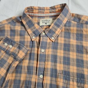 The Normal Brand Men's XXL 2XL Long Sleeve Button Down Shirt Orange Gray Plaid
